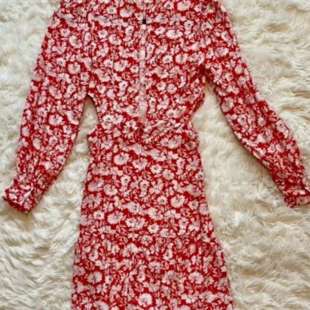 Topshop Red Floral Mini Dress Ruffle Vintage-Style Side Cut Out‎s Fairy Size 2 - Picture 6 of 13